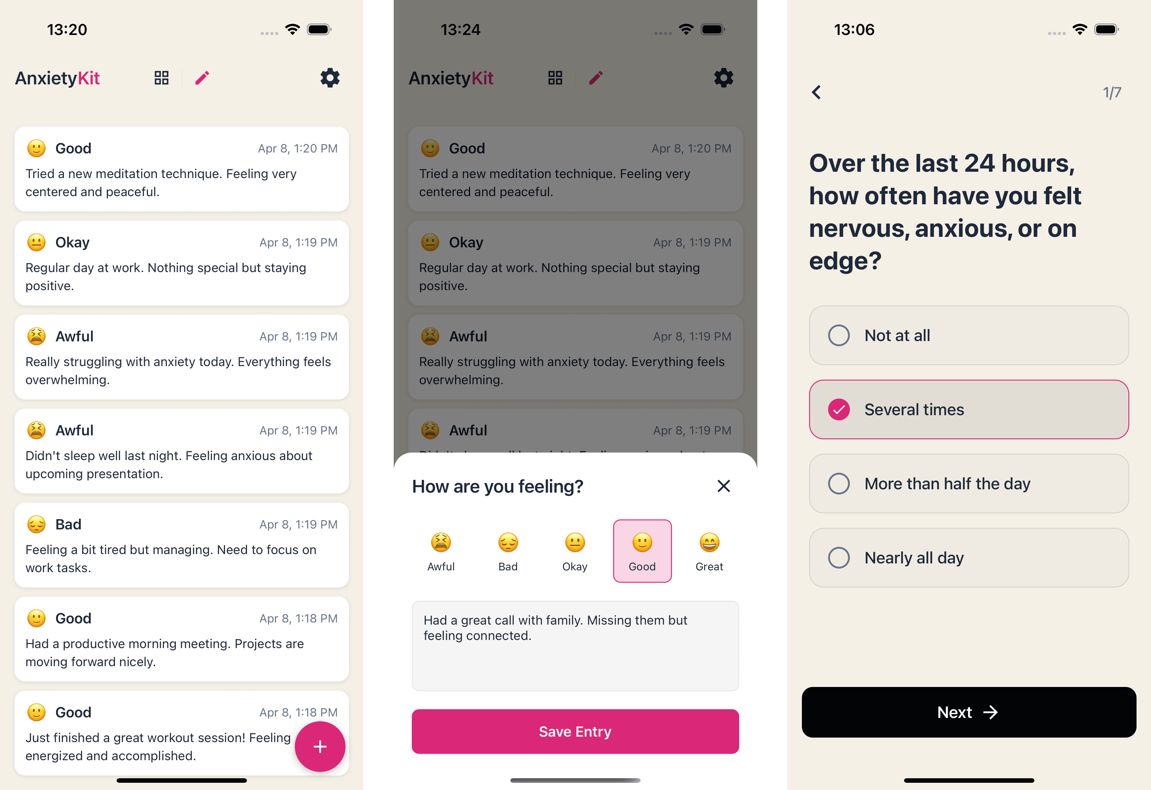 AnxietyKit app screenshots